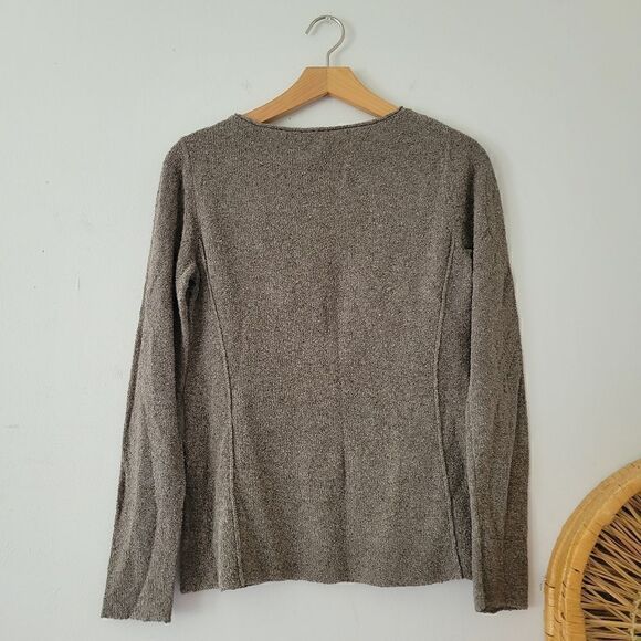 Eileen Fisher Silk Top Textured S Neutral Gray - Picture 6 of 6